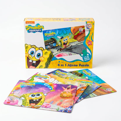 Ratna's 4-in-1 Spongebob Jigsaw Puzzle Size 24cm x 17cm, 140 Pieces (4 X 35pcs Each) Floor Puzzles for Kids for Age 3+