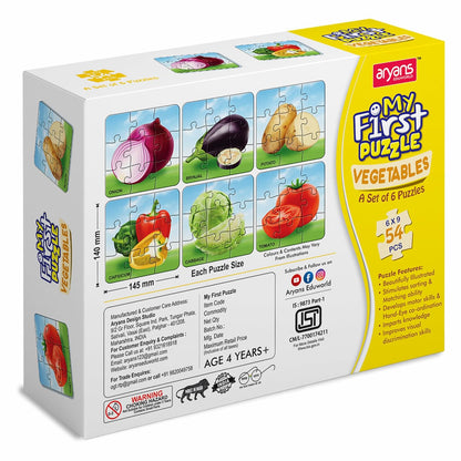 My First Vegetables Puzzle Set for Kids | 6-in-1 Educational Jigsaw | 54 Pcs Learning Puzzle | Onion, Tomato, Cabbage, Potato | Age 4+ Boys & Girls