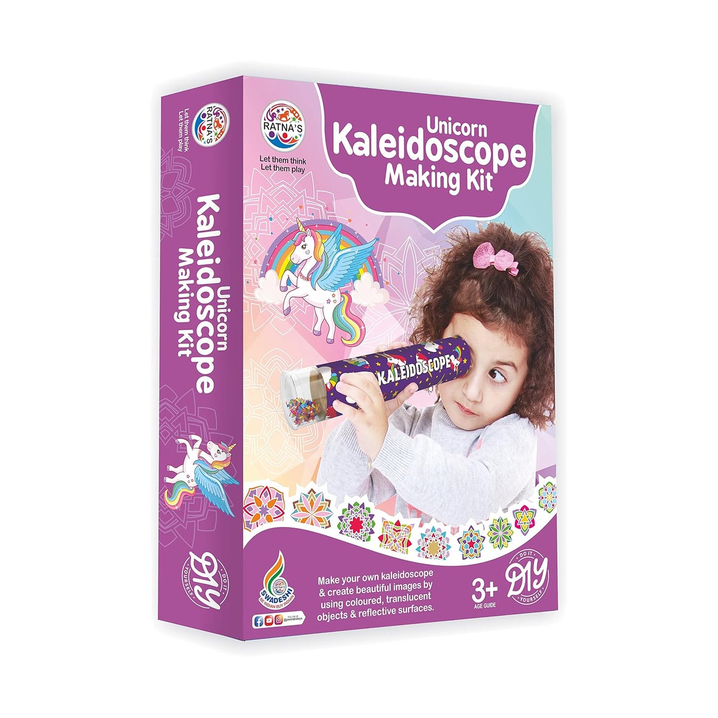 ratnas unicorn kaleidoscope making kit - multicolor