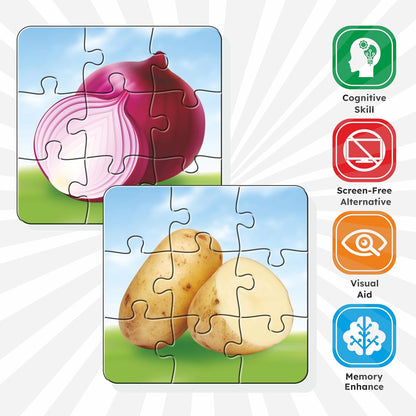 My First Vegetables Puzzle Set for Kids | 6-in-1 Educational Jigsaw | 54 Pcs Learning Puzzle | Onion, Tomato, Cabbage, Potato | Age 4+ Boys & Girls