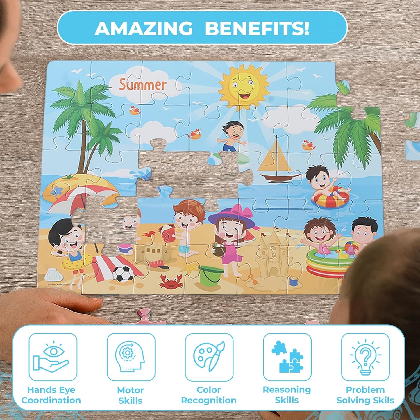 ratna's 4 in 1 indian seasons jigsaw puzzle for kids. 4 jigsaw puzzles 35 pieces each
