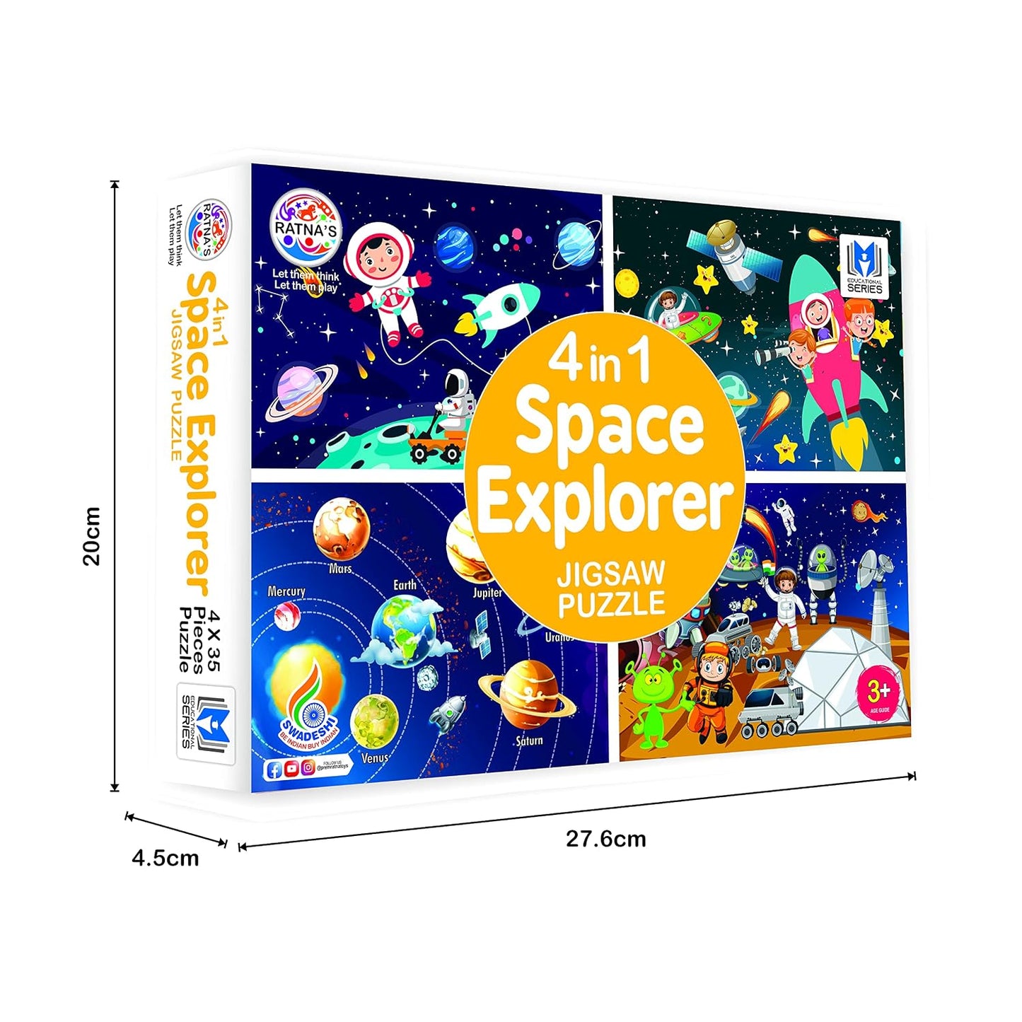 ratna's 4 in 1 space explorer jigsaw puzzle 140 pieces for kids. 4 jigsaw puzzles 35 pieces each