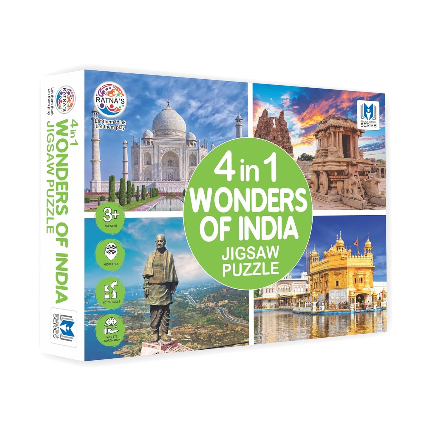 ratna's 4 in 1 wonders of india jigsaw puzzle (4 x 35 pieces) each puzzle size 24 x 17 cm educational toy for kids 3+ years