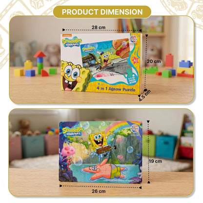 Ratna's 4-in-1 Spongebob Jigsaw Puzzle Size 24cm x 17cm, 140 Pieces (4 X 35pcs Each) Floor Puzzles for Kids for Age 3+
