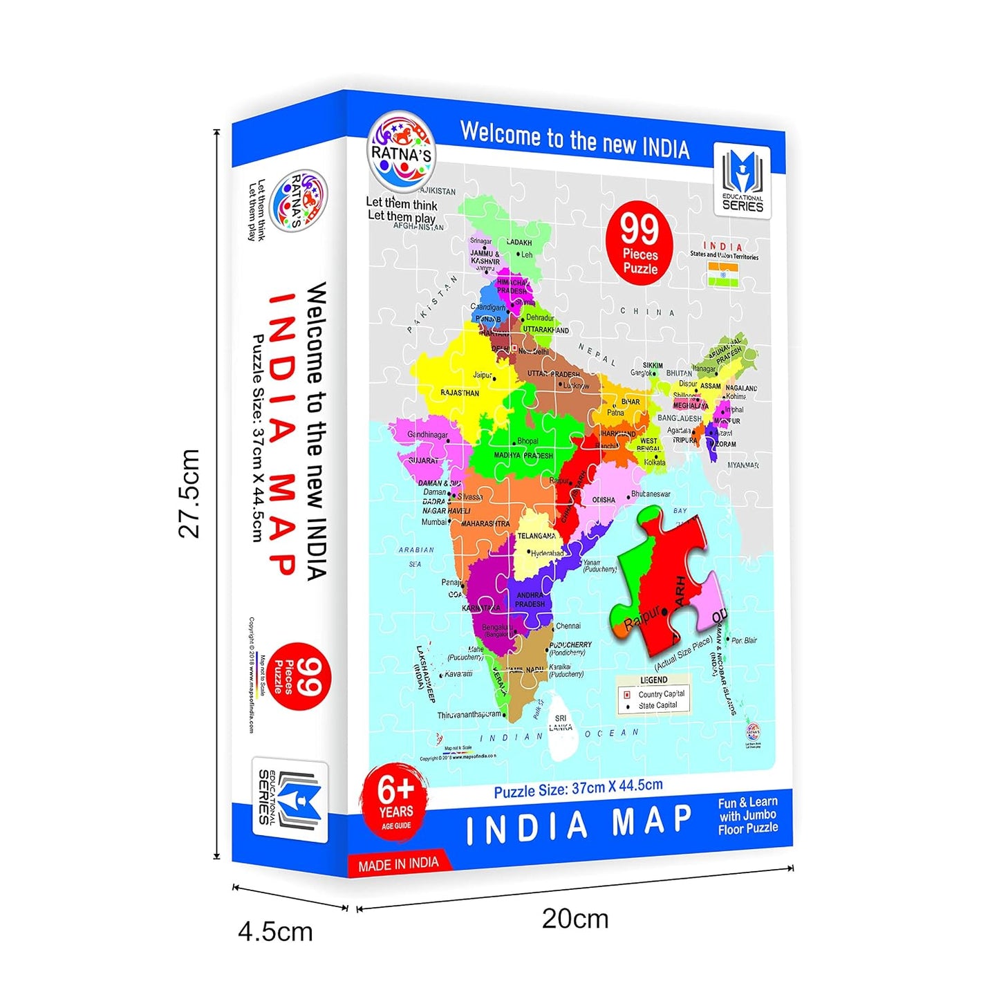 ratna's educational india map jigsaw puzzle (99 pieces)