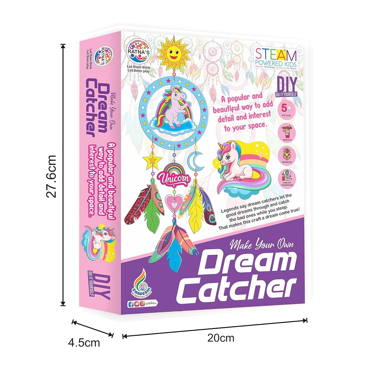 ratna's make your own dream catcher unicorn theme diy kit for kids 5+