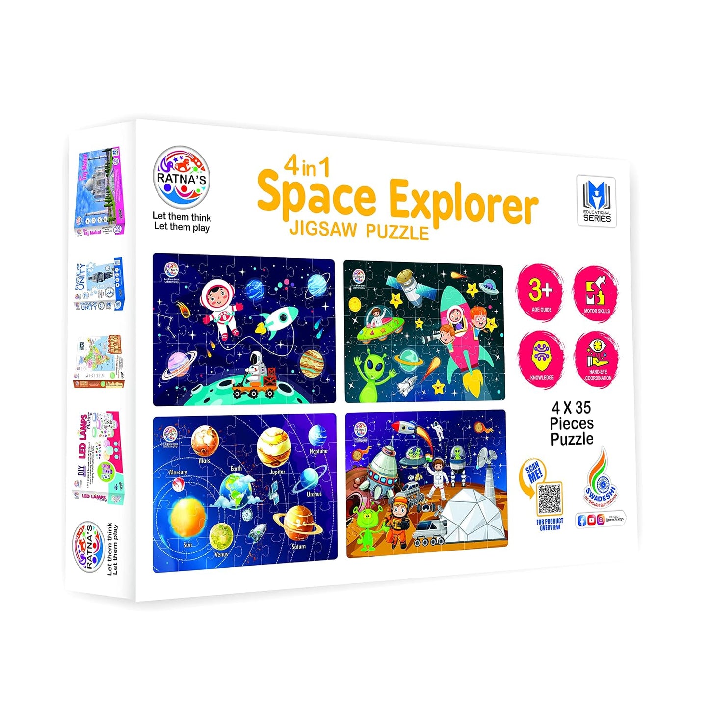ratna's 4 in 1 space explorer jigsaw puzzle 140 pieces for kids. 4 jigsaw puzzles 35 pieces each