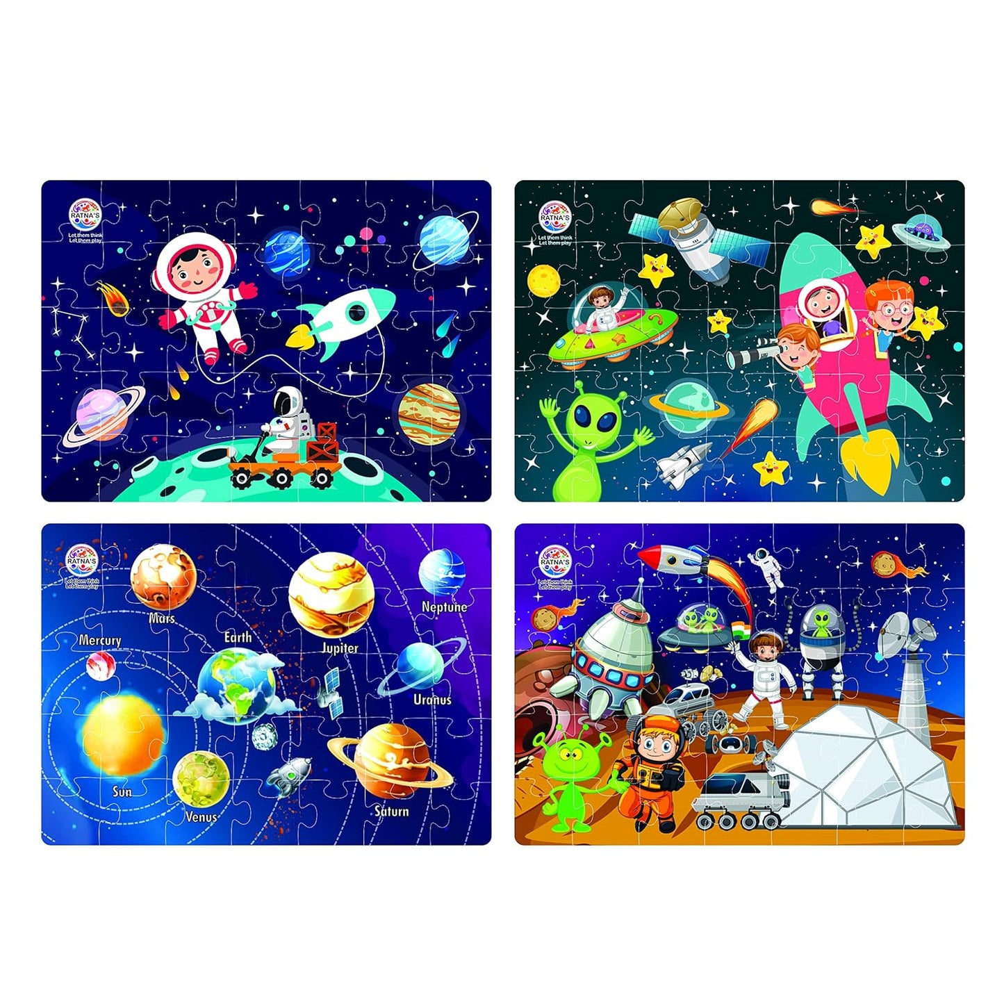 ratna's 4 in 1 space explorer jigsaw puzzle 140 pieces for kids. 4 jigsaw puzzles 35 pieces each