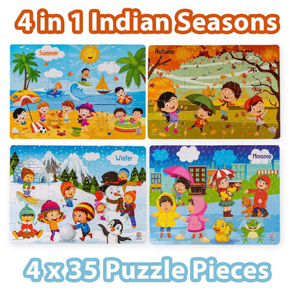 Ratna's 4 in 1 Indian Seasons Jigsaw Puzzle for Kids. 4 Jigsaw Puzzles 35 Pieces Each