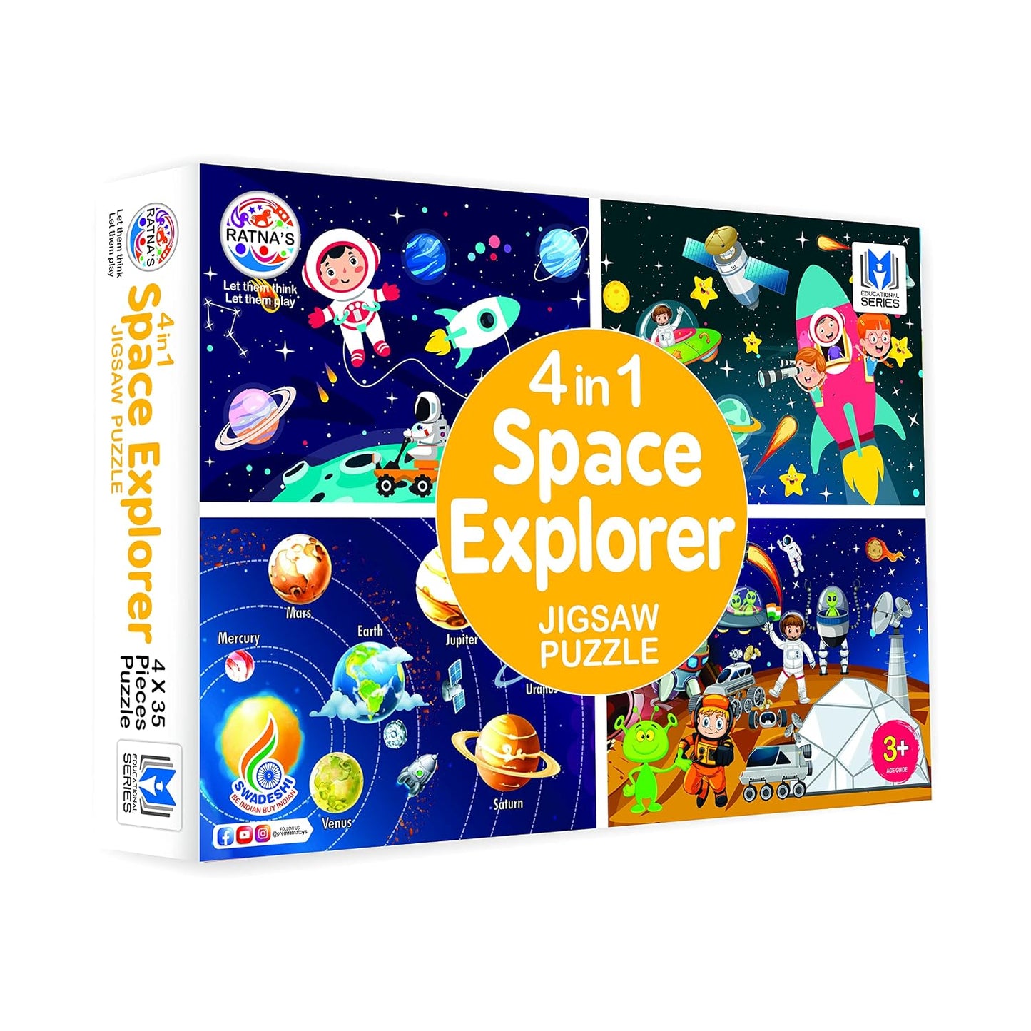 ratna's 4 in 1 space explorer jigsaw puzzle 140 pieces for kids. 4 jigsaw puzzles 35 pieces each