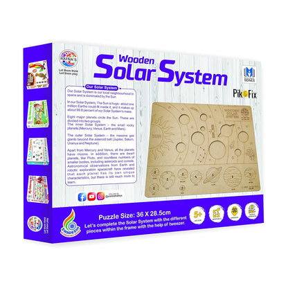 Ratna's Wooden Solar System Puzzle, Pik & Fix the Pieces with The Help of Plucker Provided, Educational Toy for Kids 5+ Years