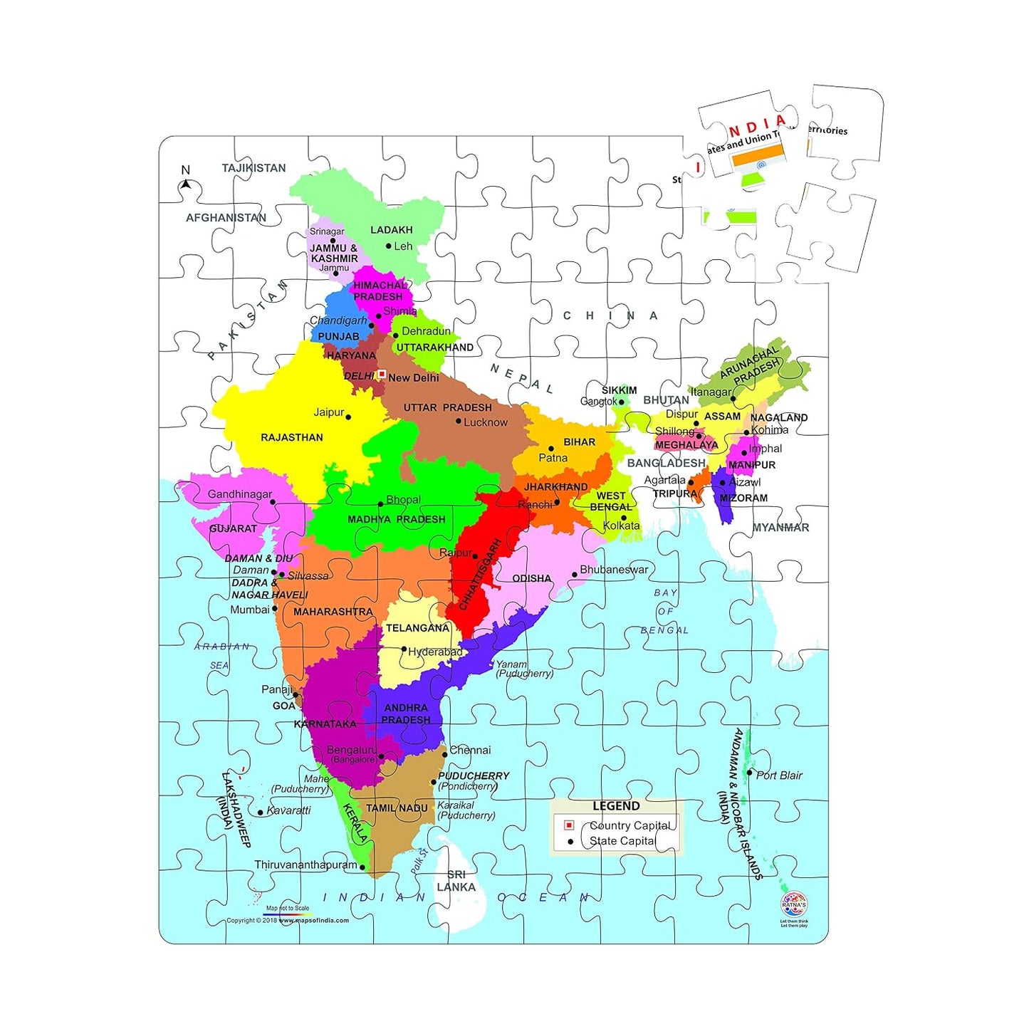ratna's educational india map jigsaw puzzle (99 pieces)