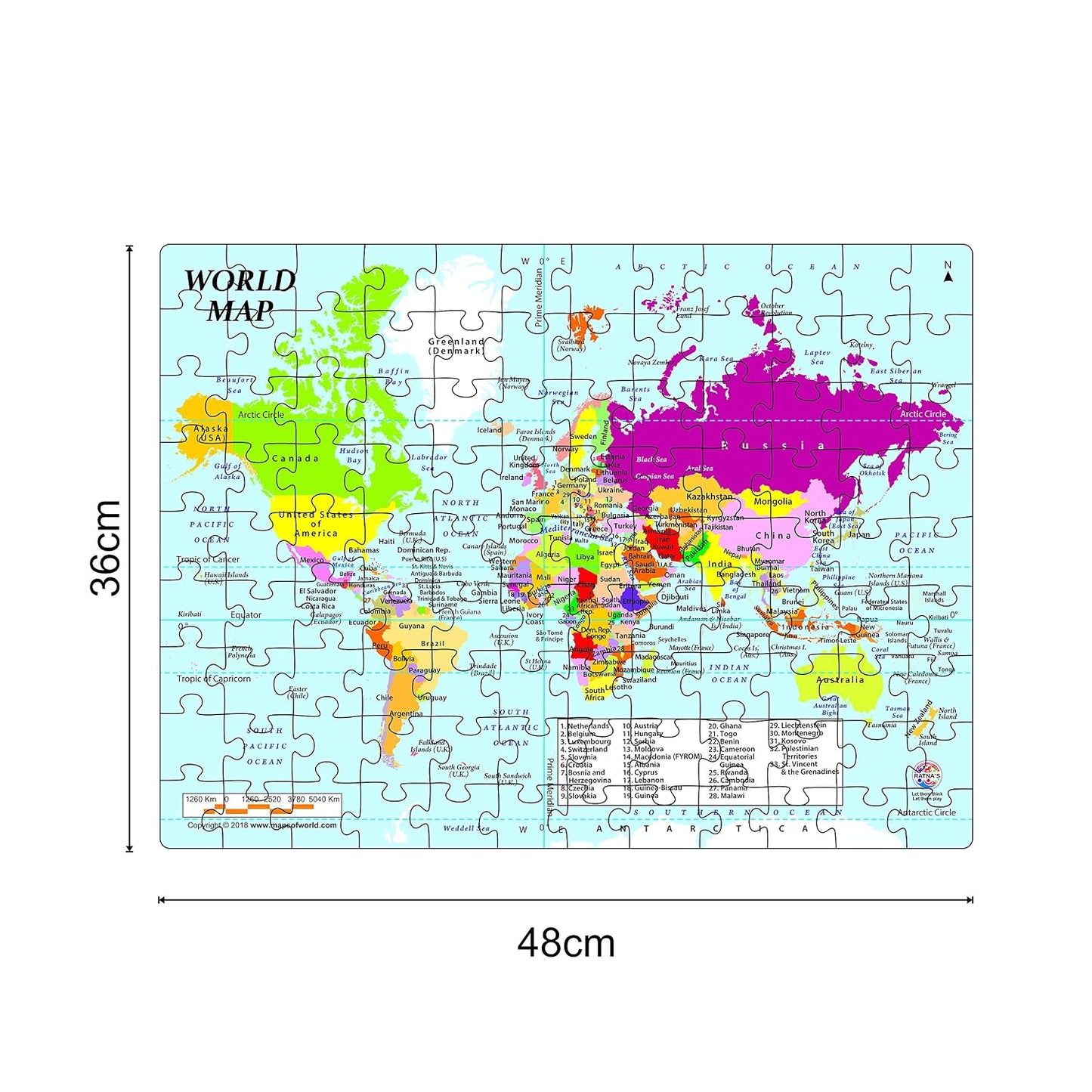 ratna's educational jigsaw puzzle range for kids (world map)