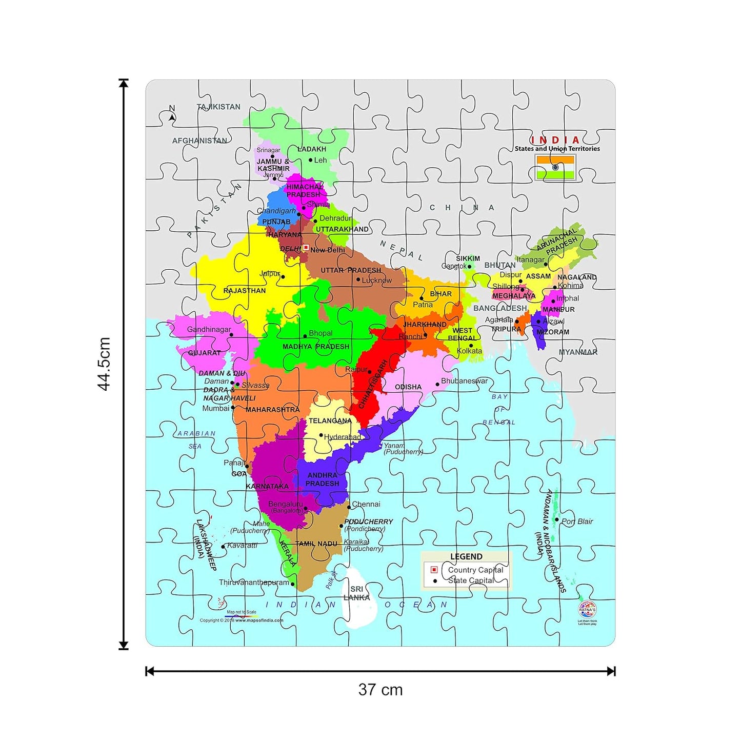 ratna's educational india map jigsaw puzzle (99 pieces)