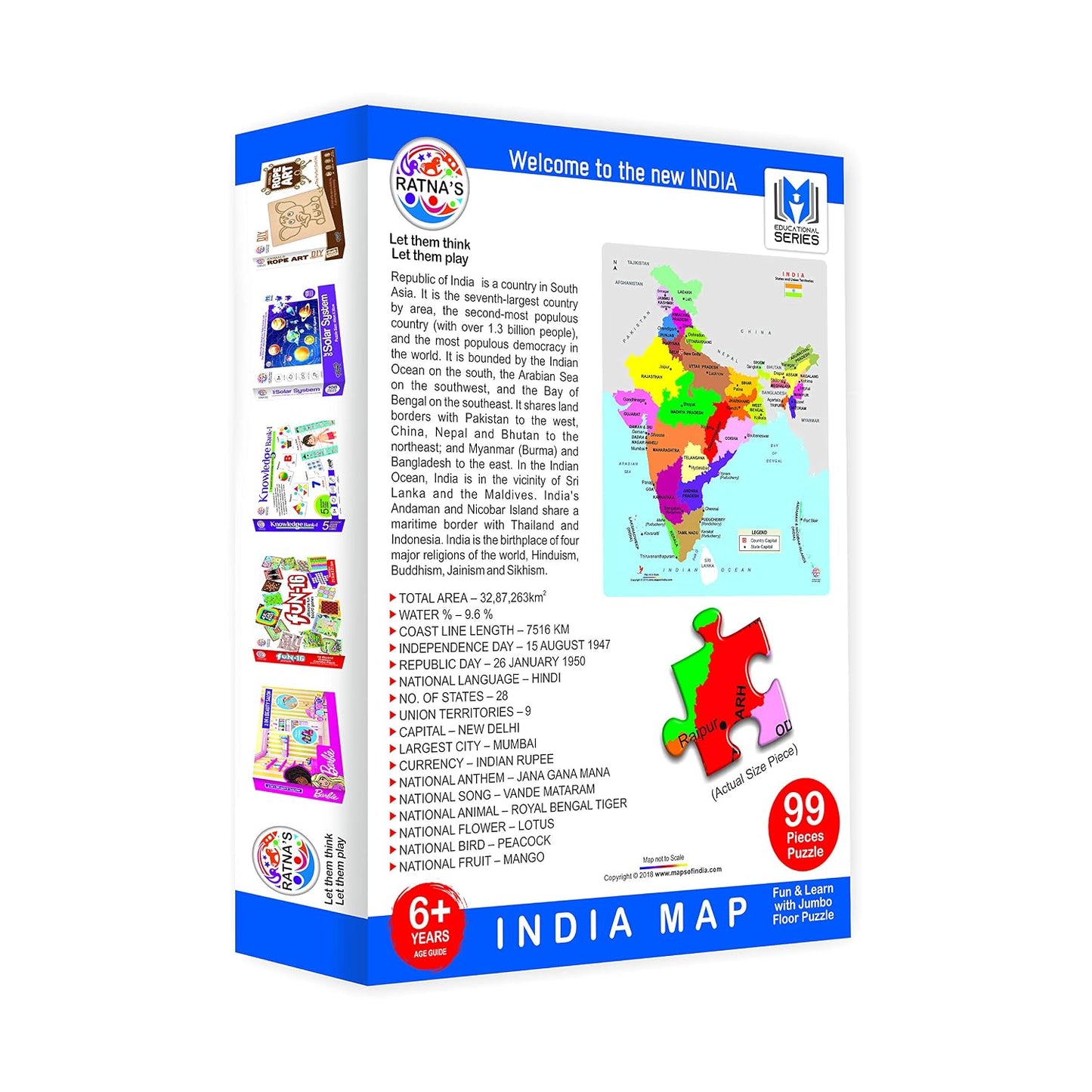 ratna's educational india map jigsaw puzzle (99 pieces)