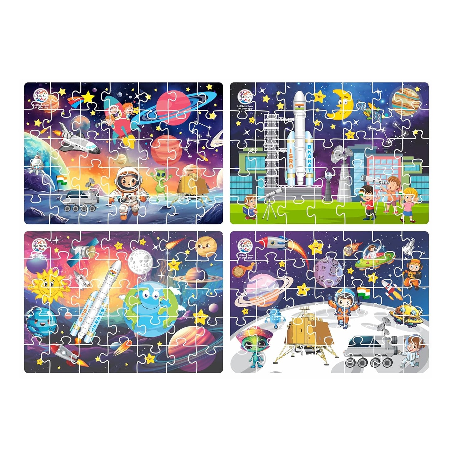 ratna's 4 in 1 chandrayaan jigsaw puzzle (4 x 35 pieces) for kids 3+ years