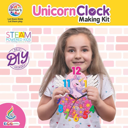Ratna's Unicorn Clock Making Kit Wooden DIY Art & Craft Kit for Kids