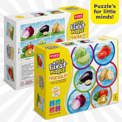 My First Vegetables Puzzle Set for Kids | 6-in-1 Educational Jigsaw | 54 Pcs Learning Puzzle | Onion, Tomato, Cabbage, Potato | Age 4+ Boys & Girls