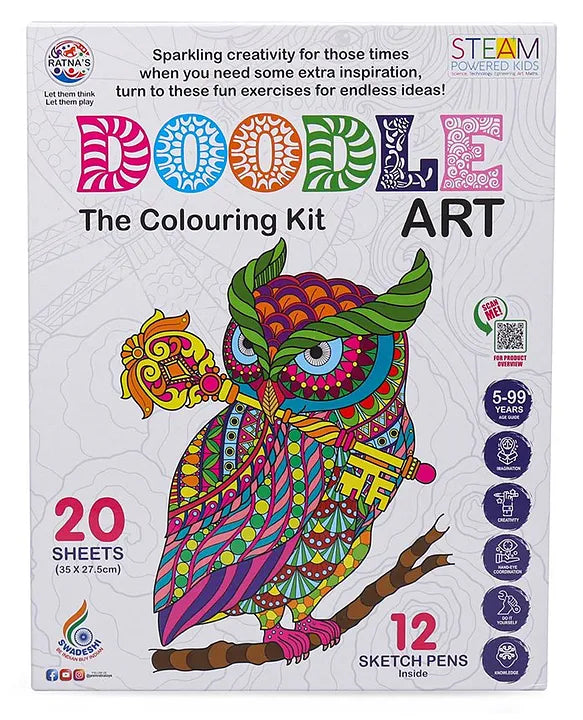 ratnas doodle art colouring kit - multicolour