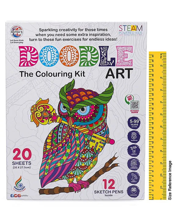 ratnas doodle art kids colouring kit - multicolour