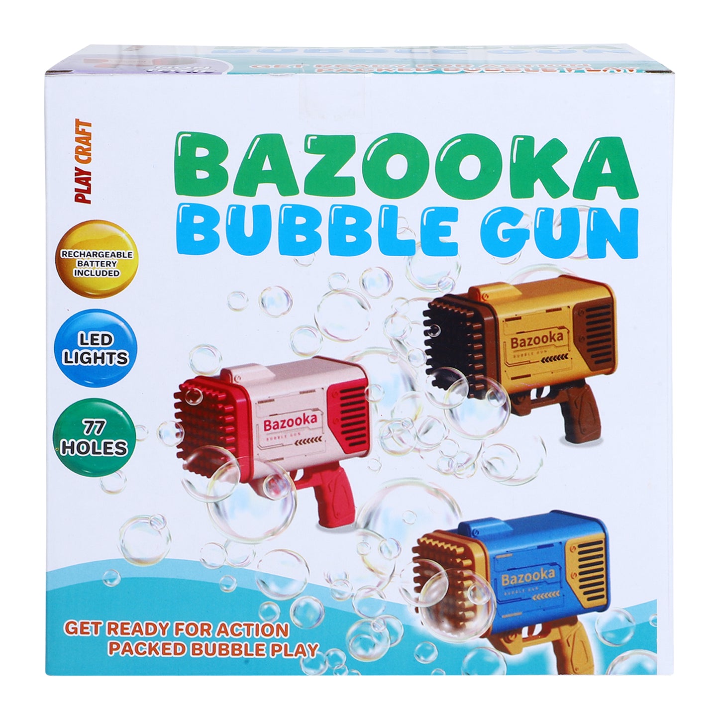72 holes bazooka bubble gun for kids with led lights |rechargeable battery included, bubble solution & tray set, automatic bubble blaster | age 3+ for girls and boys