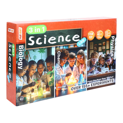 lay Craft (Eksploe) 3-in-1 Science Kit for Kids (8+) | 155+ Experiments | STEM Learning Toy | Biology, Chemistry & Physics Lab Set | DIY Educational Science Kit with 40 + Tools & Materials