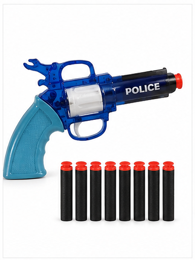 Police Toy Revolver with Soft Foam Darts | Safe Pretend Play Gun | Includes 8 Foam Bullets | Kids Role Play Toy