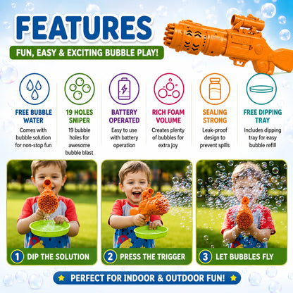 ASTOREQ Sniper Bubble Shooter | 19 Holes Sniper Bubble Shooter Toy Bubble Maker